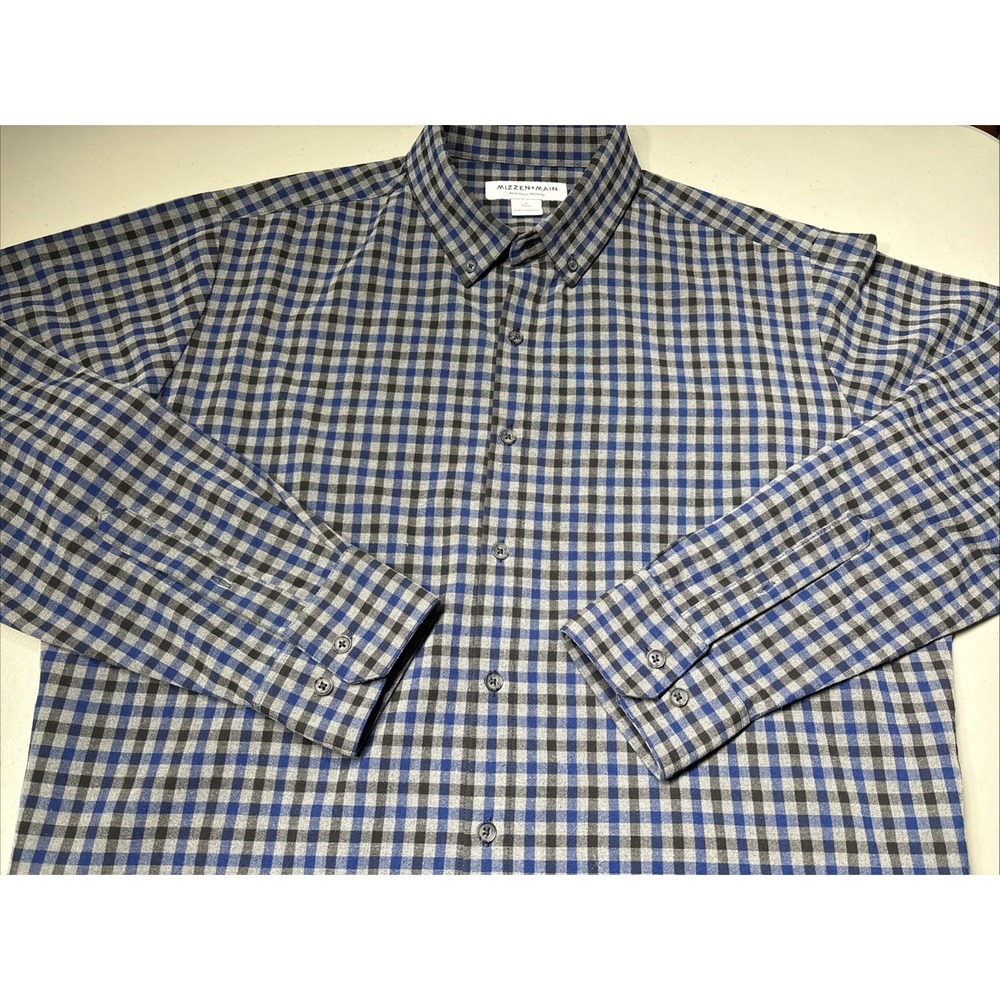 MIZZEN + MAIN Men's Long Sleeve City Flannel Button Front Shirt SIZE L Classic
